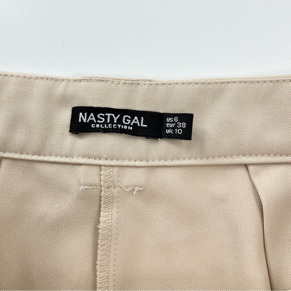 nasty gal light‎ khaki high rise pleated dress style cargo pants 6 - Picture 6 of 10